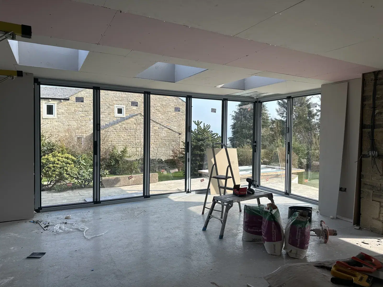 A finished glazing installation on a residential extension.